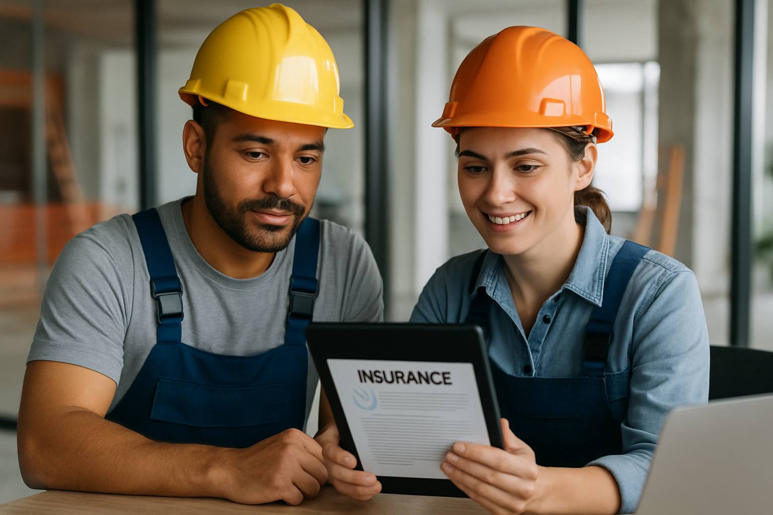 Un artisan du bâtiment consultant des offres d'assurance décennale pour comparer les prix et négocier son contrat.